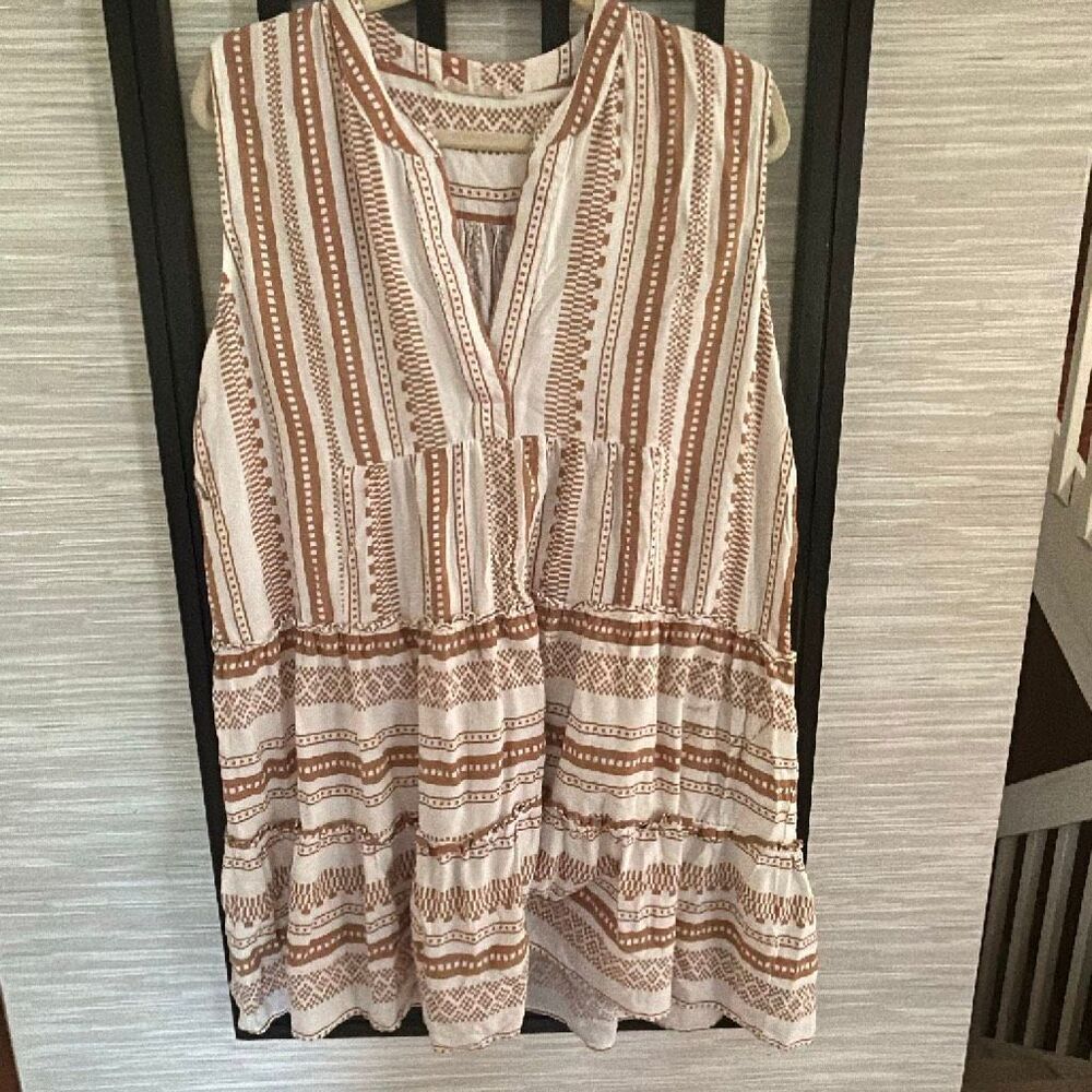Salty Lemon boho 100% cotton tiered dress size XL swimmer cover-up casual dress